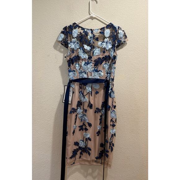 Adrianna Papell NWT Midnight Nude Floral Embroidered Sheath Dress Size 6 - Picture 4 of 11